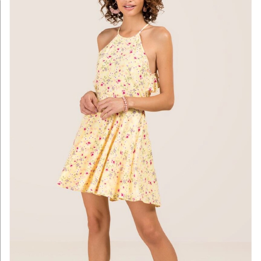 floral ruffle trim A-line dress from Francesca’s.